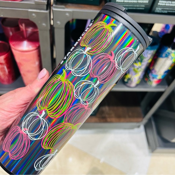 Starbucks Glow in the Dark Pumpkin Tumbler Iridescent Hot Cold Cup Halloween NWT - Picture 6 of 15